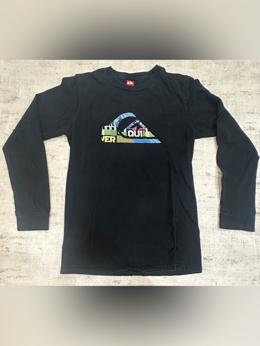 Quiksilver Long Sleeve Graphic T-Shirt | Black Surf Mountain Logo Tee